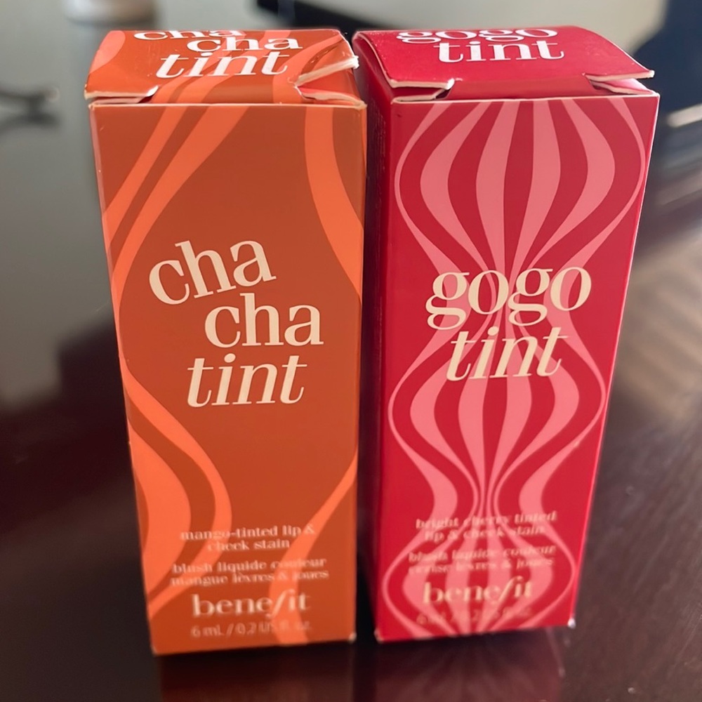 Benefit lip stain set- cha cha tint, goto tint